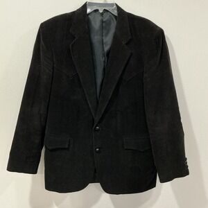 Sheplers Men Blazer 42 Black Corduroy Western Yoke Sport Coat Jacket Elbow Patch